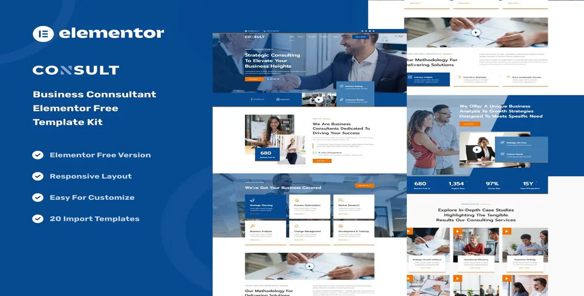 Consult Business Consulting Strategy Elementor Download: Template Kit 📈💼