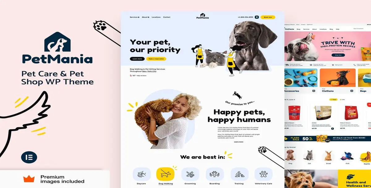 PetMania Pet Shop Pet Care WooCommerce eCommerce Theme Download