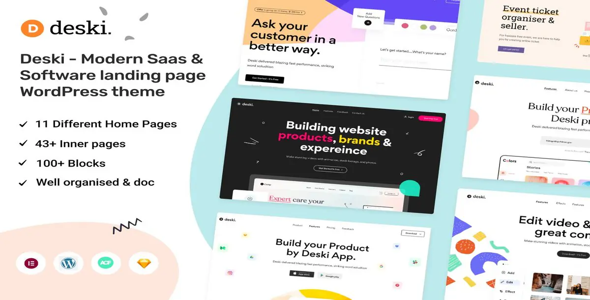 Deski Modern Saas and Software WordPress Theme Downloads, WP Themes FT. Agency & Landing