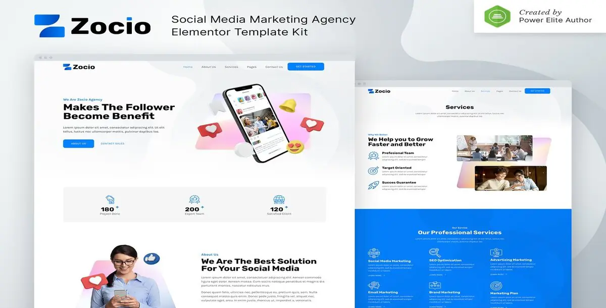 Zocio Social Media Marketing Agency Elementor Template Kit