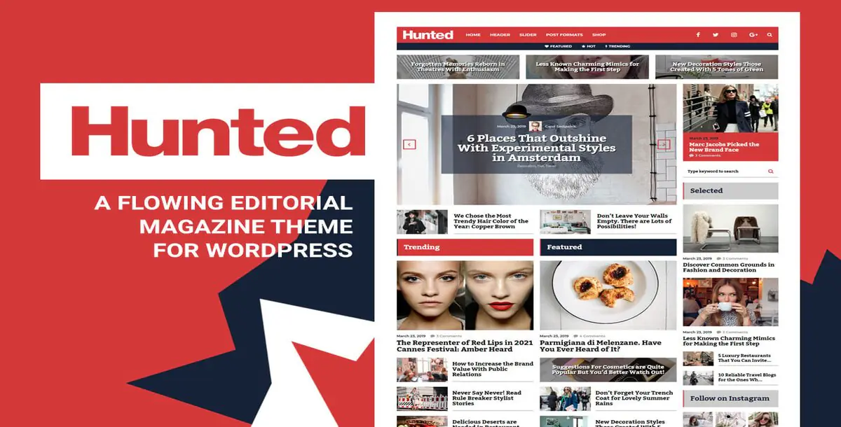 Hunted Editorial Magazine Blog Theme Download, WP Themes FT. Article & Blogging