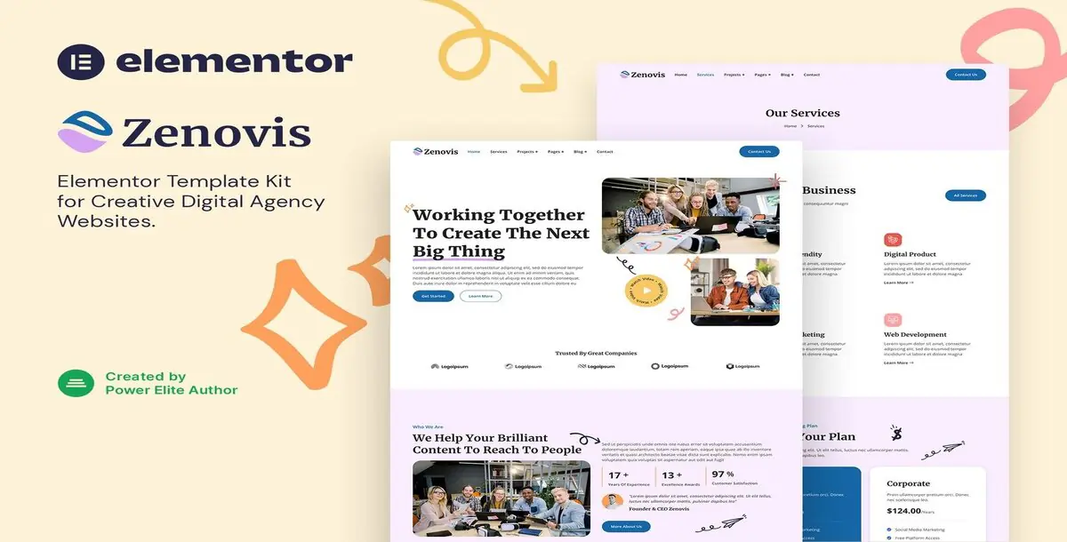 Zenovis Creative Digital Agency Elementor Template Kit Download