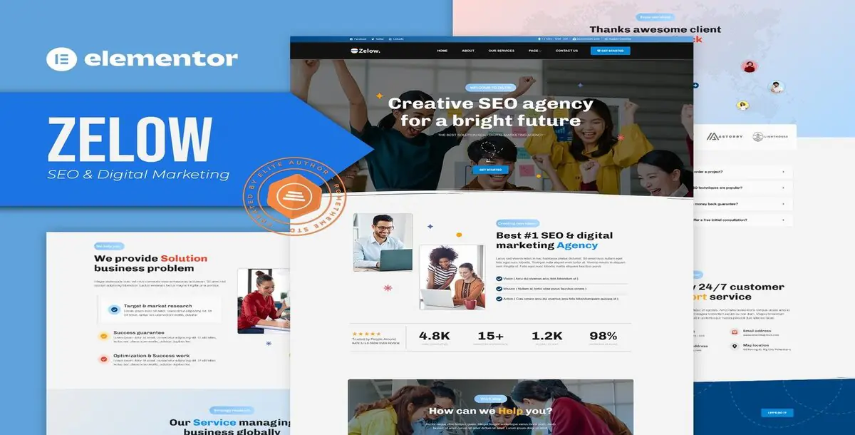 Zelow SEO & Digital Marketing Agency Elementor Template Kit