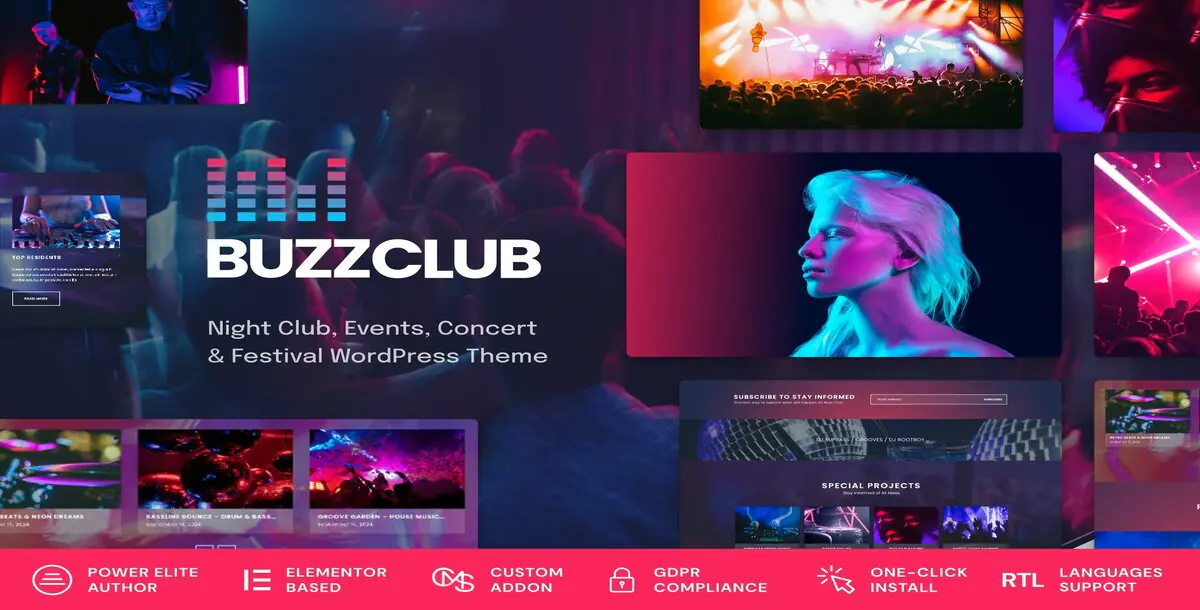 Buzz Club Night Club DJ Music WordPress Theme Download