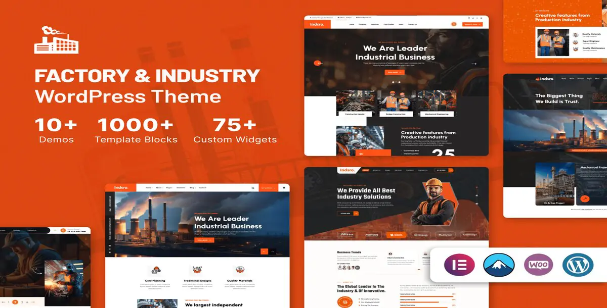 Indsro Factory and Industry WordPress Theme Download, WP Themes FT. Chemical & Construction