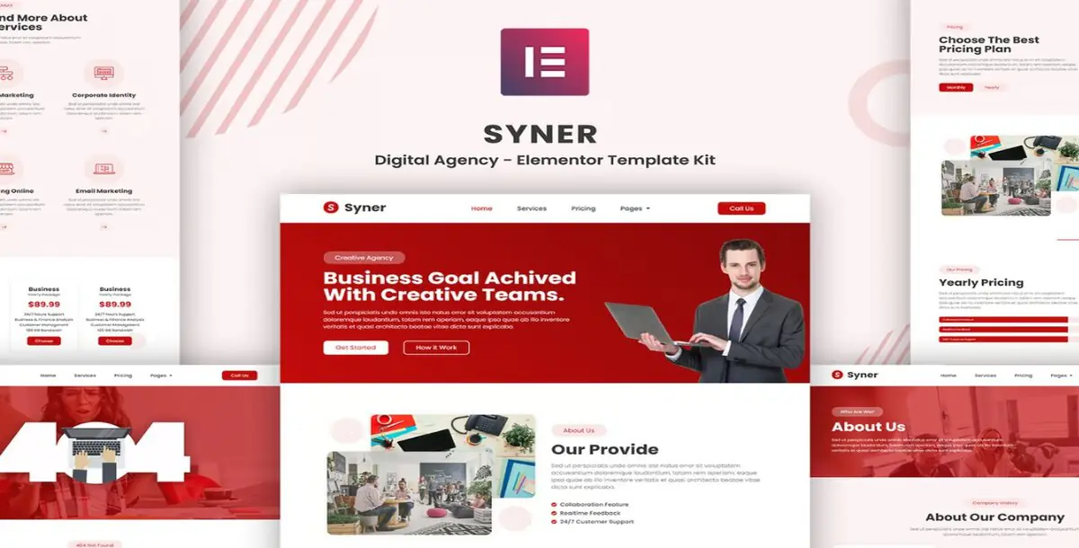 Syner Creative Agency Elementor Template Kit: Modern and Clean Design! 🎨💼