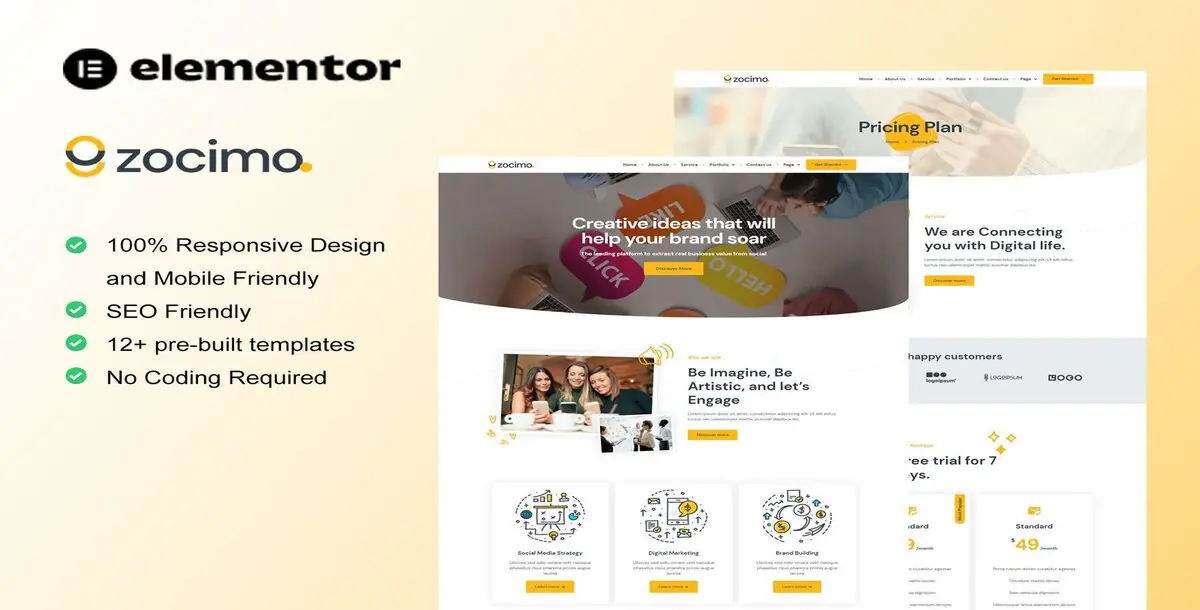 Zocimo Social Media Marketing Agency Elementor Template Kit